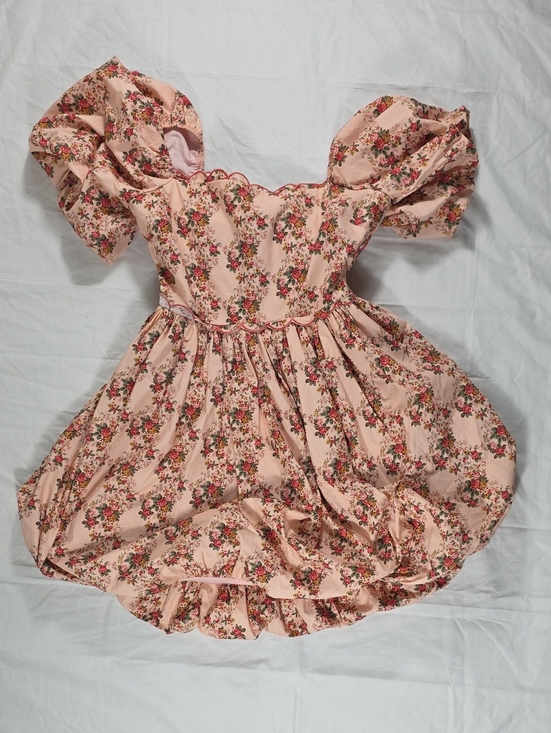 Peach Love California Dresses & Skirts - Peach Love California Pink Floral Puff-Sleeve Tea Dress